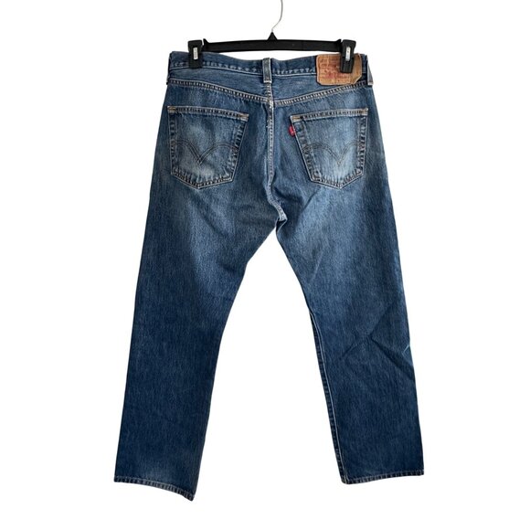Levis 501 Original Button-Fly Jeans Straight Fit Distressed W34xL30 Medium Wash - Picture 3 of 8